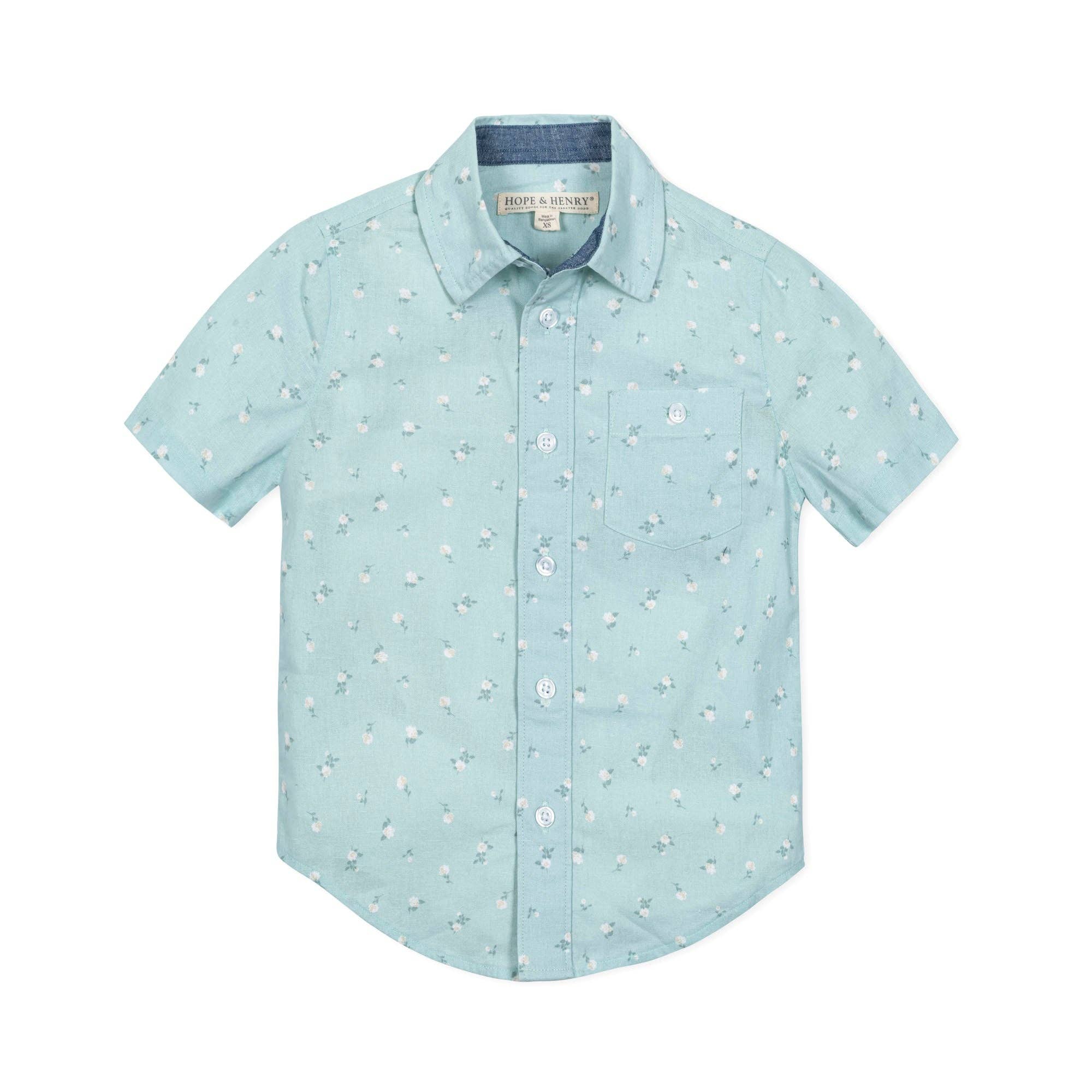 Image of Hope and Henry - Linen Short Sleeve Button Down Shirt